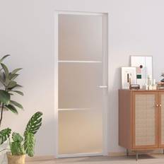 Porte Interne vidaXL 76x201,5 vit matt glas aluminium Interior Door (x200cm)