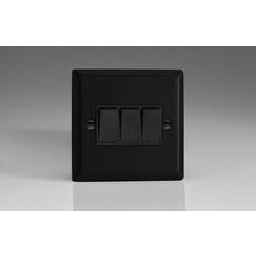 Varilight 3-Gang 10A 1- or 2-Way Rocker Switch Matt Black