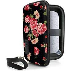 Camera Bags USA Gear Hard Shell Portable Printer Case with Scratch-Resistant Interior, Extra Security Options, and Wrist Strap Compatible with HP Sprocket, Fujifilm Instax, Canon Ivy CLIQ, and More Floral