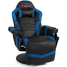 Blue leather recliner chair Costway Ergonomic High Back Massage Gaming Chair with Pillow-Blue