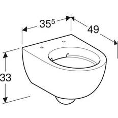 Inodoros Geberit Renova Compact Wand-WC Tiefspüler, 500377, verkürzte Ausladung, rimfree, geschlossene Form