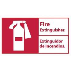 Red Workplace Signs NMC Fire Extinguisher Pressure Sensitive Vinyl Sign