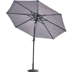 GlamHaus Light Grey GlamHaus Solar LED Tilting Garden Parasol 2.7M