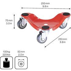 Furniture dolly, MM 1196, LxW 250 x 250 mm, pack of 4, max. load 100 kg