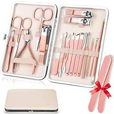 Professional pedicure kit Manicure Set for Women 18Pcs Professional Pedicure Kit with Portable Rose Gold Travel Case Nail Clippers Grooming Kit