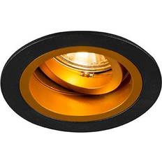 QAZQA Sort Spotlights QAZQA Forsænket Spot Rund Sort Med Guld Drejelig Og Vipbar Spotlight
