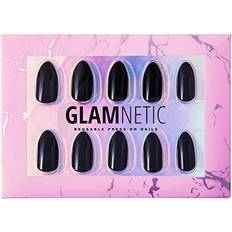 Glamnetic Press On Nails - Boba Opaque Black Almond Nails, Reusable Kit