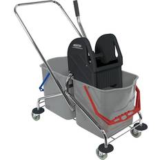 Wet mop trolley, 2 l double mobile buckets with