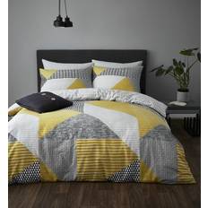 Catherine Lansfield Larsson Geo Housse de couette Jaune (220x135cm)