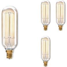 Bulbrite 40-Watt T8 Dimmable Candelabra Base (E12) Incandescent Light Bulb Antique Nostalgic Thread 2200K (4-Pack)