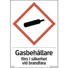 Systemtext Skylt Gasbehållare förs