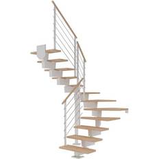 Kulmaiset Portaat Dolle Portaat Dubai, U-malli, Design-kaide, öljytty pyökki, 11 askelmaa, 800mm, valkoinen
