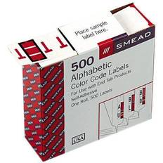 Smead Smead 67090 A-Z Color-Coded Bar-Style End Tab Labels, Letter T, Red, 500/Roll
