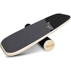 Black Balance Boards Yes4All Premium Bongo Board/Balance Board Trainer with Adjustable Stoppers Balance Board for Surfers, Hockey, Snowboard Yellow/Black