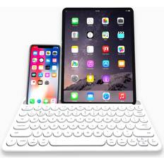 Bluetooth keyboard for ipad Macally Multi Device Bluetooth Keyboard for iPhone iPad and Tablet - Portable Bluetooth Wireless Keyboard for Tablet with Stand - 78 Key Mini Bluetooth Keyboard for iPad or iPhone Keyboard Android/iOS