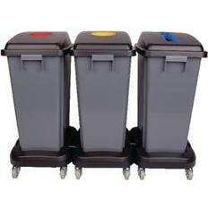 Yellow Waste Disposal Robert Scott RECYCLING BIN SET 3 GREY 60L BINS 3 DOLLIES 3 BLUE YELLOW