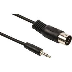 Minijack din AUX kabel 3,5 mm. MiniJack han -> DIN han, sort, 1.50