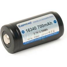 16340 Keeppower 16340 RCR123 3,7 volt Li-Ion batteri 700 mAh med sikkerhedskredsløb