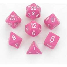 Brætspil Chessex Dice Set 7 Opaque Pink/White