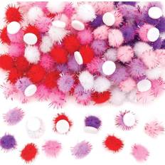 Baker Ross Baker Ross AX622 Glitter Pompoms – förpackning med 150, självhäftande blandade klisterhantverk utsmyckningar för barnkonst och hantverk dekoration