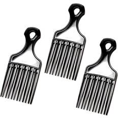 3 Pack 7" Black Afro Pik Lift Hair Comb Detangle Wig Braid