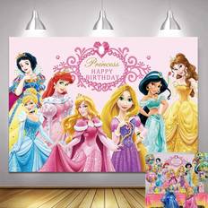 Party Supplies Princess Backdrop 5x3ft Pink Baby Shower Backdrop for Girls 1st Birthday Photography Background Princess Birthday Party Supplies Table Decorations Banner Customized Backdrops