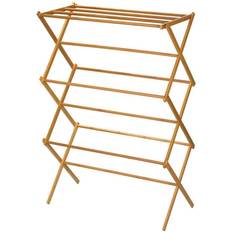 Household Essentials 29.25 in. W x 42.37 in. H Bamboo X-Frame Clothes Drying Rack, Tan