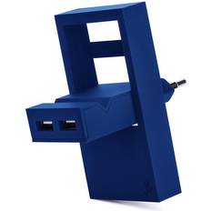 Usbepower ROCK dubbel USB-laddare 2-i-1 Fickladdare Blå