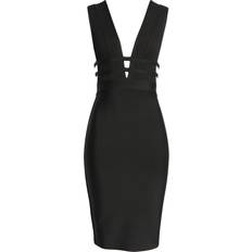 Bebe Plunge Neck Bandage Dress - Black