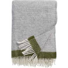 Klippan Yllefabrik Hampus wool Grey-avocado Blankets Orange, Grey, Blue, Green (200x130cm)