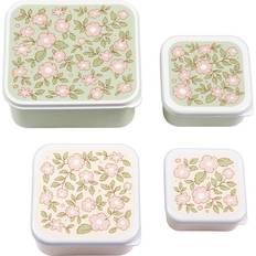 A Little Lovely Company Babyverzorging A Little Lovely Company Snack Box Set Blossoms Sage 4st