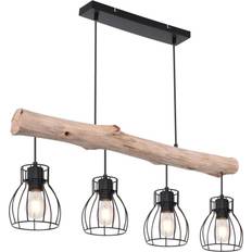 Naturale Lampade a Sospensione Globo Lighting Mina Hängeleuchte Schwarz Natur 4x E27 Dimmbar 82.5x13.6x140 cm Lampada a Sospensione