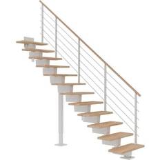 Portaat ja Kaiteet Dolle Portaat Dubai, suora, Design-kaide, öljytty pyökki, 16 askelmaa, 900mm, valkoinen