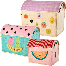 Rice Raffia Storage Baskets with Fruits Set of 3