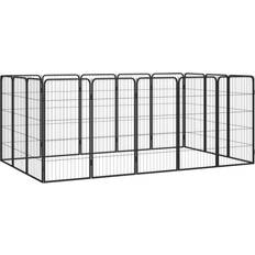 vidaXL Parc Pour Chien 16 Panneaux Noir 50x100 cm Acier Enduit de Poudre