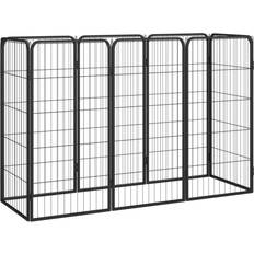 vidaXL 8-Panel Dog Playpen Black