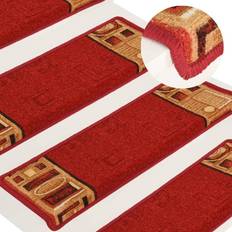 Tappeti per scala vidaXL Tappetini Autoadesivi Per Scale 15 pz 65x21x4 cm Rossi Rosso