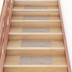 Beige Tapis d'escalier Be Basic Tapis d'escalier Autocollants Rectangulaire 15 pcs 60x25 cm Crème Blanc, Beige