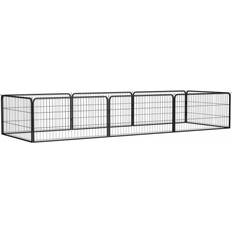 vidaXL 8-Panel Dog Playpen Black Powder-coated Steel - Black