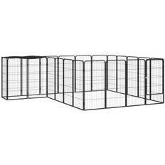 vidaXL 22-Panel Dog Playpen Black Powder-coated Steel - Black