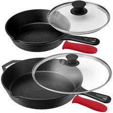 Cast iron set with lids MegaChef 6 Piece Pre-Seasoned Cast Iron Skillet Cookware Set