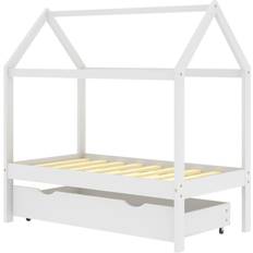 vidaXL Kids Bed Frame with a Drawer Solid Pine Wood 34.3x65.4"