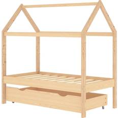 vidaXL Cot Frame with Drawer Solid Pine 30.3x57.5"