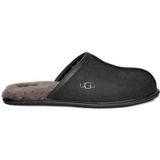 Men - Wool Slippers UGG Scuff Leather - Black