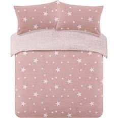 Stars Bed Set Star Print Thermal Teddy Fleece Fluffy Duvet Cover 86.6x90.6"