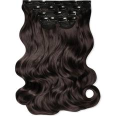 Super Thick Natural Wavy Clip In Hair Extensions 22 inch 5-pack Dark Brown