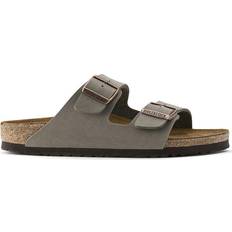 Gris - Homme Sandales Birkenstock Arizona Birko-Flor Nubuck - Stone