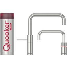 Quooker Blandebatterier til kjøkken Quooker Nordic Square Twintaps Inkl PRO3-B (Q210550402+Q210480402+Q111290202) Rustfritt stål