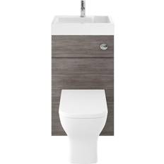 Toilets Vasari Nuie Athena Toilet and Basin Combination Unit 500mm Wide Anthracite Woodgrain