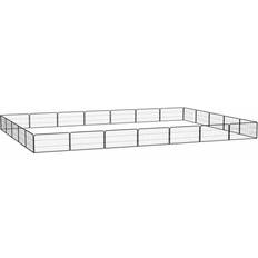 vidaXL 24-Panel Dog Playpen Black Powder-coated Steel